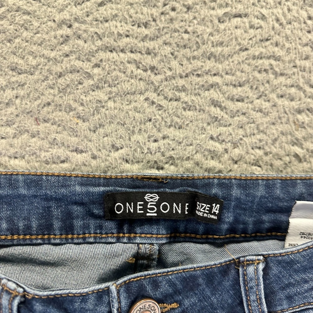 One5One Jeans Women's 14 Blue Cotton Denim Skinny Faded Workwear Travel Stretch - Picture 3 of 10